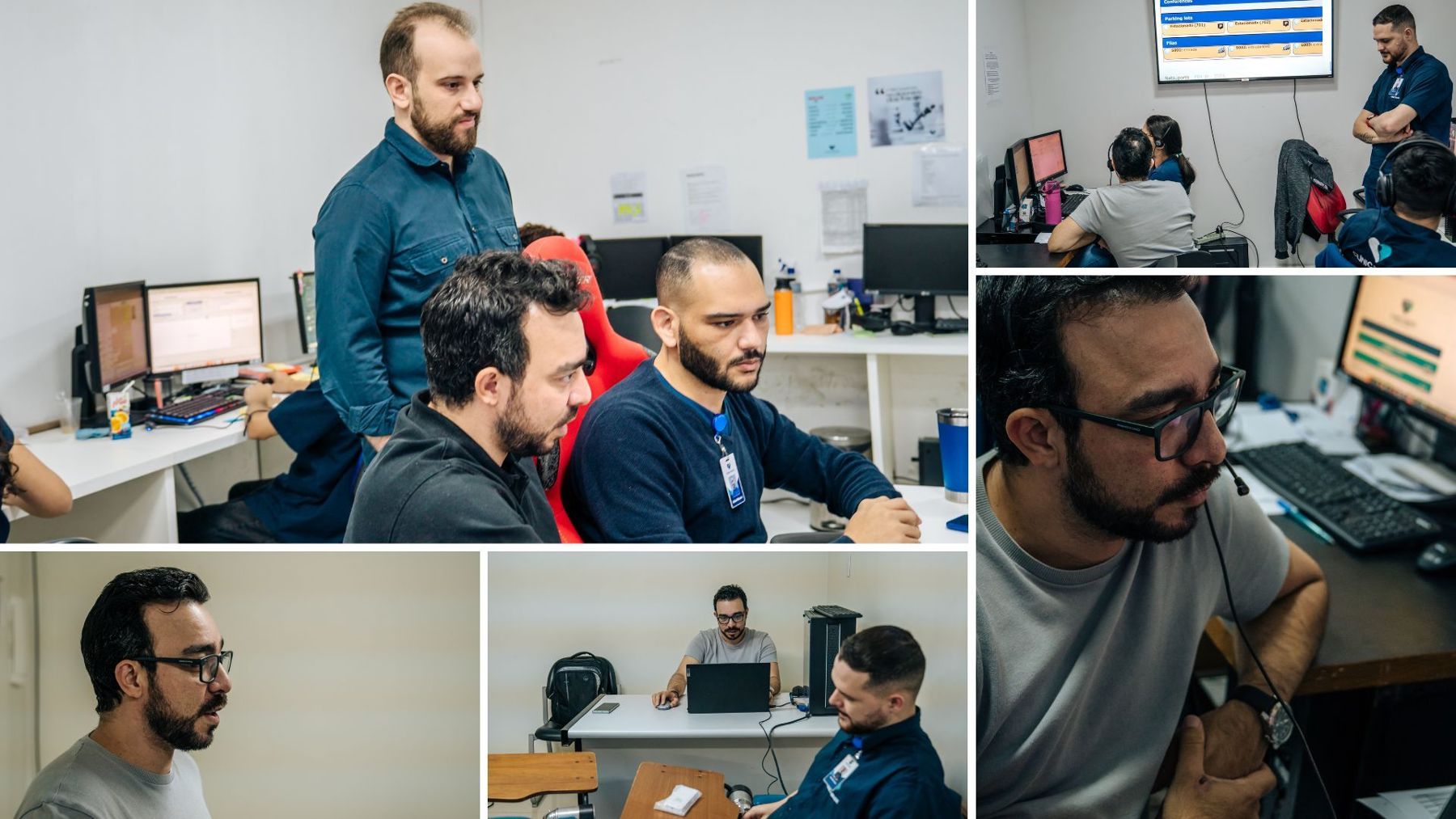Carlos acompanhando a equipe da central de atendimento